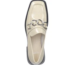 Ballerinas & Slipper*VAGABOND Damen Echtleder-Schuhe in Lack-Optik Mokassins Slipper mit Zierschnalle 5317-060-05 Beige/Silber