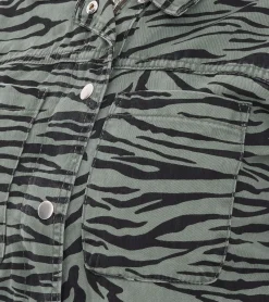 Mäntel & Jacken*vestino Damen Übergangs-Jacke Baumwoll-Jacke mit Tiermuster Jeans-Sommer-Jacke 900810 Khaki/Schwarz