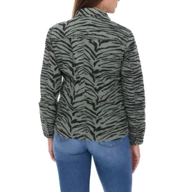 Mäntel & Jacken*vestino Damen Übergangs-Jacke Baumwoll-Jacke mit Tiermuster Jeans-Sommer-Jacke 900810 Khaki/Schwarz