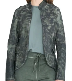 Blazer & Sakko*vestino Damen Blazer Camouflage mit Knöpfen und Schulterklappen Frühlings-Blazer Alltags-Sakko 900518 Grün