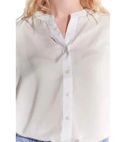 Poloshirts & Blusen*vestino Damen Bluse mit Glitzer Pailletten Sommer-Bluse Frühlings-Bluse 901239 Weiß