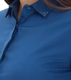 Poloshirts & Blusen*vestino Damen Bluse Sommer-Bluse mit Strass-Details Hemd-Bluse 901299 Dunkel-Blau