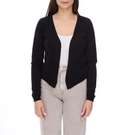 Strickjacken & Cardigans*vestino Damen Bolero Strick-Jacke mit schmalen Rippbündchen Cardigan 901318 Schwarz