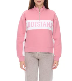 Sweater & Pullover*vestino Damen Boxy Cropped Sweatshirt mit Stehkragen Trojer Alltags-Pulli Oversized 900390 Altrosa