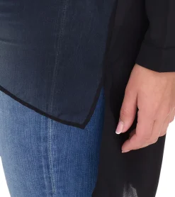 Poloshirts & Blusen*vestino Damen Boyfriend Hemd-Bluse mit transparenten Partien Sommer-Bluse 900509 Schwarz