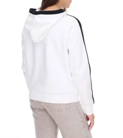 Sweater & Pullover*vestino Damen Hoodie mit Kontrast-Streifen Kapuzen-Pullover Alltags-Pulli 900031 Weiß