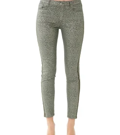 Hosen & Jeans*vestino Damen Leo-Print Hose mit schimmernden Details und Zierstreifen Freizeit-Hose Frühlings-Hose 900828 Grün