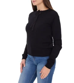 Sweater & Pullover*vestino Damen Pullover mit Schleife Langarm-Shirt Alltags-Pullover 901088 Schwarz