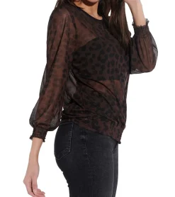 Sweater & Pullover|Poloshirts & Blusen*vestino Damen Pullover mit Leo-Print Langarm-Shirt Mesh-Pullover 900309 Braun