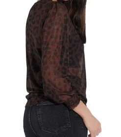 Sweater & Pullover|Poloshirts & Blusen*vestino Damen Pullover mit Leo-Print Langarm-Shirt Mesh-Pullover 900309 Braun