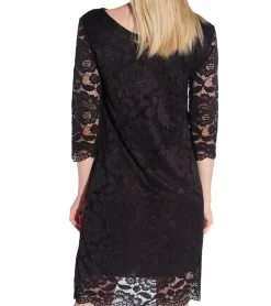 Kleider*vestino Damen Spitzen-Kleid Mini-Kleid Freizeit-Kleid 3/4-Arm 900538 Schwarz
