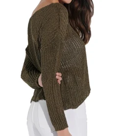 Sweater & Pullover*vestino Damen Strick-Pullover mit Netz-Struktur Alltags-Pulli Sweater 900709 Khaki
