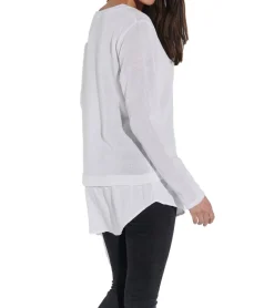 Sweater & Pullover*vestino Damen Strick-Pullover Baumwoll-Pullover Freizeit-Sweater 2 in 1 Style 900498 Weiß