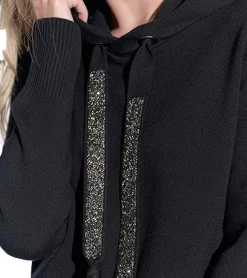 Sweater & Pullover*vestino Damen Strick-Pullover mit Kapuze Alltags-Pulli Sweater 900409 Schwarz