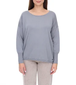 Sweater & Pullover*vestino Damen Sweat-Pullover mit Rundhals-Ausschnitt Ausgeh-Pullover Freizeit-Sweater 901038 Grau