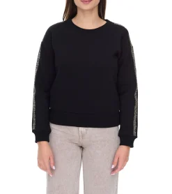 Sweater & Pullover*vestino Damen Sweatshirt Baumwoll-Shirt mit Strassband Pullover 900299 Schwarz