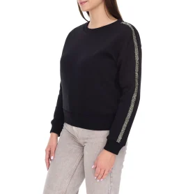 Sweater & Pullover*vestino Damen Sweatshirt Baumwoll-Shirt mit Strassband Pullover 900299 Schwarz