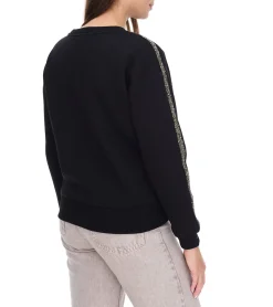 Sweater & Pullover*vestino Damen Sweatshirt Baumwoll-Shirt mit Strassband Pullover 900299 Schwarz