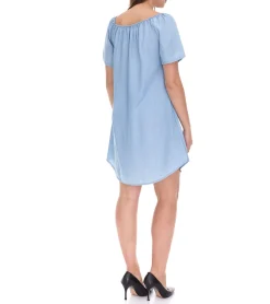 Kleider*vestino Damen Tunika-Kleid lose fallende Form Mini-Kleid Kurzarm-Kleid 900568 Hellblau