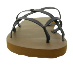 Zehentrenner & Sandalen*VOLCOM New School II Damen Zehen-Trenner modische Sommer-Latschen mit EVA-Fußbett Schwarz/Braun