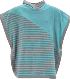Handtücher|Nachtwäsche & Bademode*VOSSEN Kleinkind Baby Badeponcho aus Baumwolle mit gestreiften-Druck 110/140cm Bade-Mantel Morgen-Mantel 1702940001 Blau/Grau