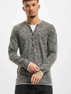 Pullover & Sweater*vsct Buttoned Double Optic Longsleeve grau