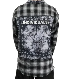 Hemden & Poloshirts*vsct Checked Flannel Individual Herren Karo-Hemd mit Paisley-Muster Holzfäller-Hemd 5643319 Schwarz/Weiß