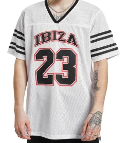 T-Shirts & Tank Tops*vsct Clubwear Herren Shirt mit "IBIZA 23"-Print auf der Front Sommer-Trikot 5643307 Weiß/Schwarz