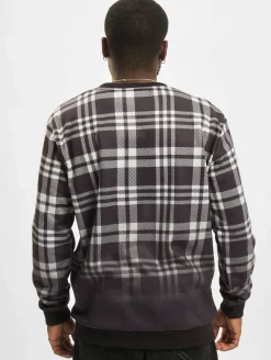 Pullover & Sweater*vsct Clubwear Karierter Rundhals-Logopullover schwarz