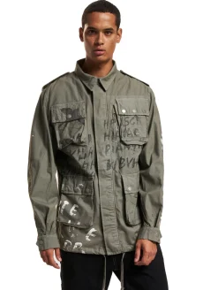 Jacken & Mäntel*vsct Handbemalte Militär-Übergangsjacke grau