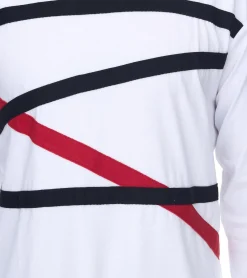 Pullover & Sweater*vsct Herren Longsleeve Baumwoll-Pullover mit farbigen Akzenten Rundhals-Pullover Langarm-Shirt D5643061L Weiß