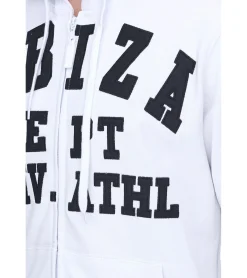 Pullover & Sweater*vsct Ibiza Dept Herren Zip-Hoodie mit Schriftzug-Details Baumwoll Kapuzen-Pullover 5643315 Weiß