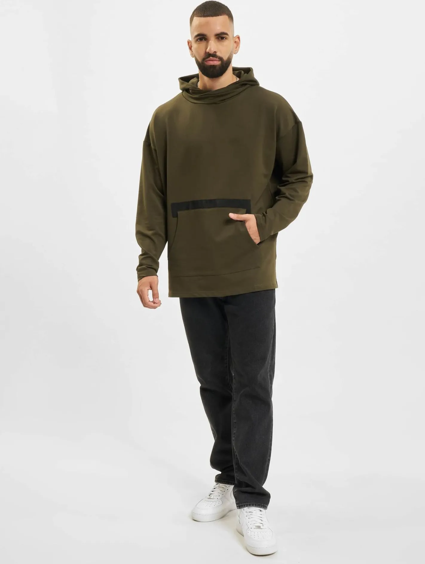 Pullover & Sweater*vsct Kapuzenpullover mit großem Logo khaki