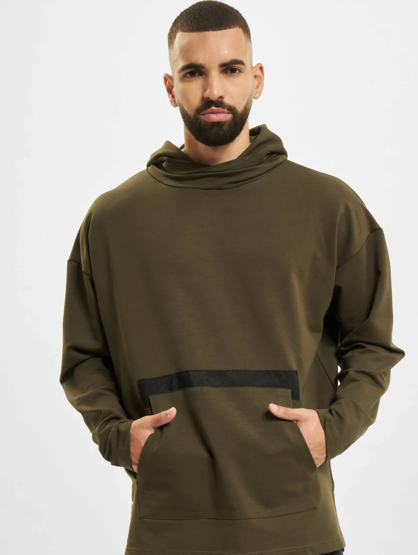 Pullover & Sweater*vsct Kapuzenpullover mit großem Logo khaki