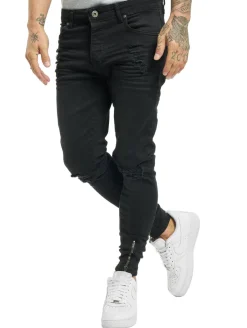 Jeans & Hosen*vsct Keanu Slim Fit-Jeans mit Reißverschluss am Beinabschluss, Schwarz, ausgewaschen