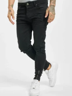 Jeans & Hosen*vsct Keanu Slim Fit-Jeans mit Reißverschluss am Beinabschluss, Schwarz, ausgewaschen