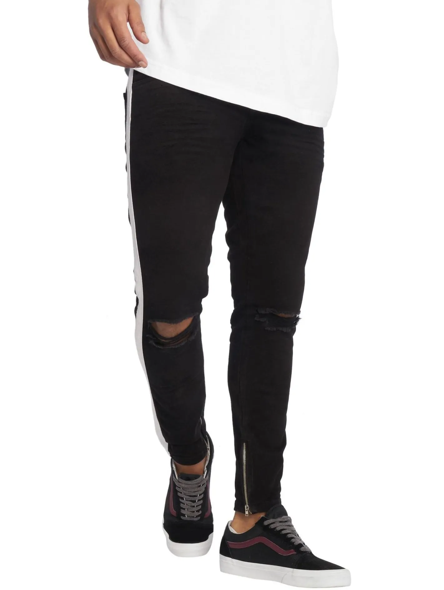 Jeans & Hosen*vsct Knox Stripe Slim Fit Jeans Schwarz Kneecut