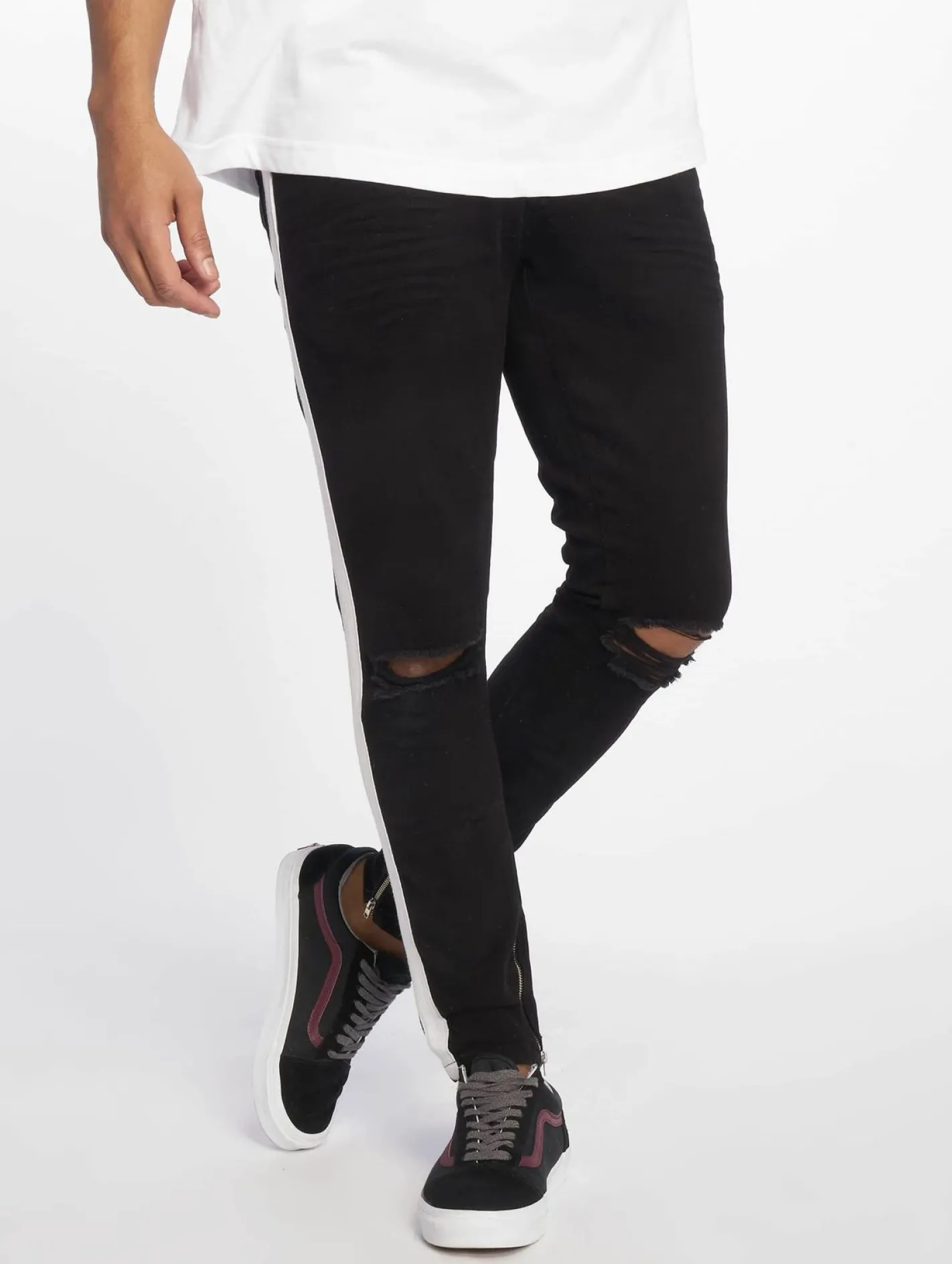 Jeans & Hosen*vsct Knox Stripe Slim Fit Jeans Schwarz Kneecut