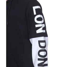 Pullover & Sweater*vsct LonDon 2In1 Herren Hoodie im 2-in-1-Look Baumwoll Kapuzen-Pullover 5643325 Schwarz/Weiß