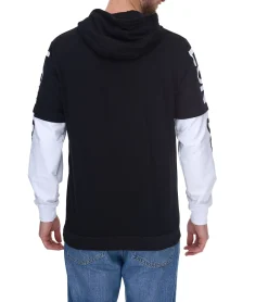 Pullover & Sweater*vsct LonDon 2In1 Herren Hoodie im 2-in-1-Look Baumwoll Kapuzen-Pullover 5643325 Schwarz/Weiß