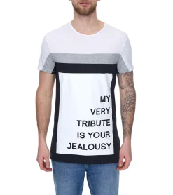 T-Shirts & Tank Tops*vsct My Tribute 1/2 Herren Baumwoll T-Shirt mit Statement-Print Rundhals-Shirt SS5641619 Weiß