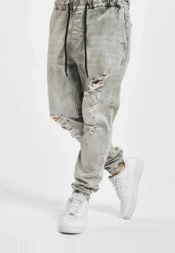 Jeans & Hosen*vsct Noah Antifit-Jeans mit Bündchen und Schnürsenkeln, Grau