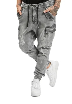 Jeans & Hosen*vsct Norman Baggy Cargohose Grau Sky Used
