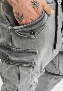 Jeans & Hosen*vsct Norman Baggy Cargohose Grau Sky Used