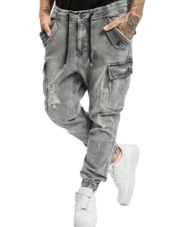 Jeans & Hosen*vsct Norman Baggy Cargohose Grau Sky Used