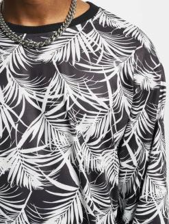Pullover & Sweater*vsct Palmleaf Rundhals-Sweatshirt Schwarz/Weiß