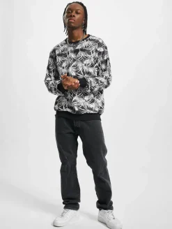 Pullover & Sweater*vsct Palmleaf Rundhals-Sweatshirt Schwarz/Weiß