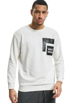 Pullover & Sweater*vsct Rundhalspullover mit Logo-Patch weiß