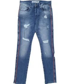 Jeans & Hosen*vsct Thor Track Stripe Herren Jeans im Destroyed-Look Denim-Hose mit seitlichen Galon-Streifen D5642471 Blau