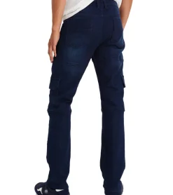 Große Größen|Jeans & Hosen*O46bpx warmhaltende Herren Thermo-Jeans im Cargo-Stil Denim-Hose Straight Leg 924006 Kurzgröße Dunkel-Blau